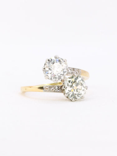 Bague 52 Bague ancienne toi et moi diamants taille ancienne 2,60 carats 58 Facettes 1113.1