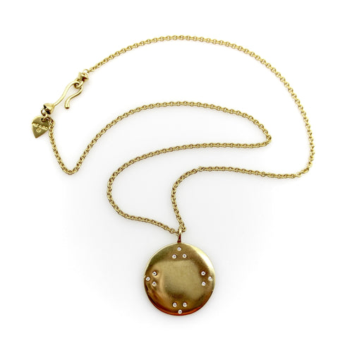 Collier Pendentif miroir tibétain en or avec diamant et chaîne par Me & Ro 58 Facettes A20043