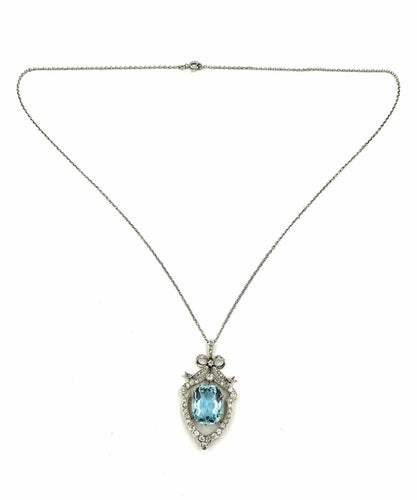 Collier Collier "Belle Epoque" en or, platine, aigue-marine et diamants 58 Facettes