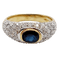 Bague 51 Bague jonc vintage or jaune 18k saphir naturel et pavé de diamant 58 Facettes A06171
