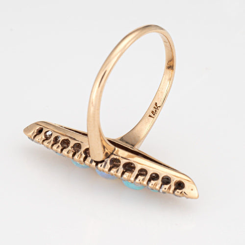 Bague 52 Bague Navette en or jaune et diamants, style victorien antique 58 Facettes G14038