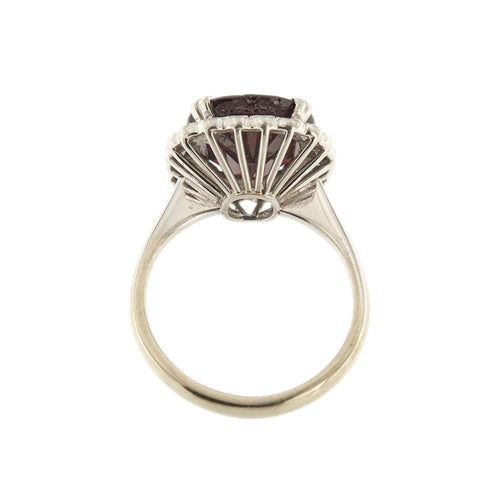 Bague 55 Bague fleur or blanc avec grenat et diamants 58 Facettes 33304