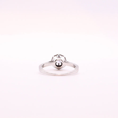 Solitaire old white gold diamond sun chaton
