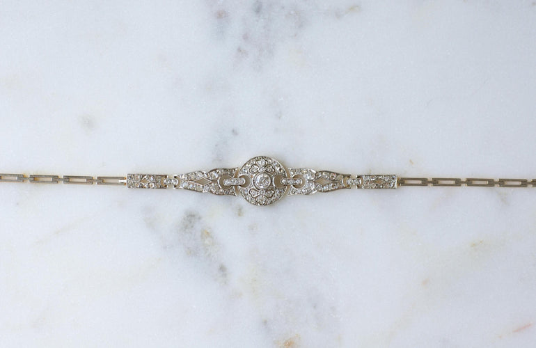 Bracelet Bracelet Art Déco Diamants sur Or et Platine 58 Facettes