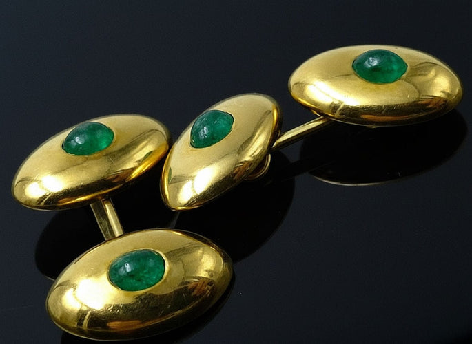 Boutons de manchette Gemelli con Smeraldi Cabochon 58 Facettes