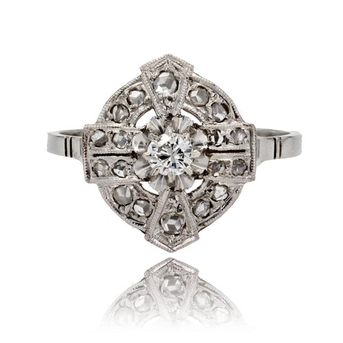 Bague 53 Bague Art Déco diamants 58 Facettes 24-018