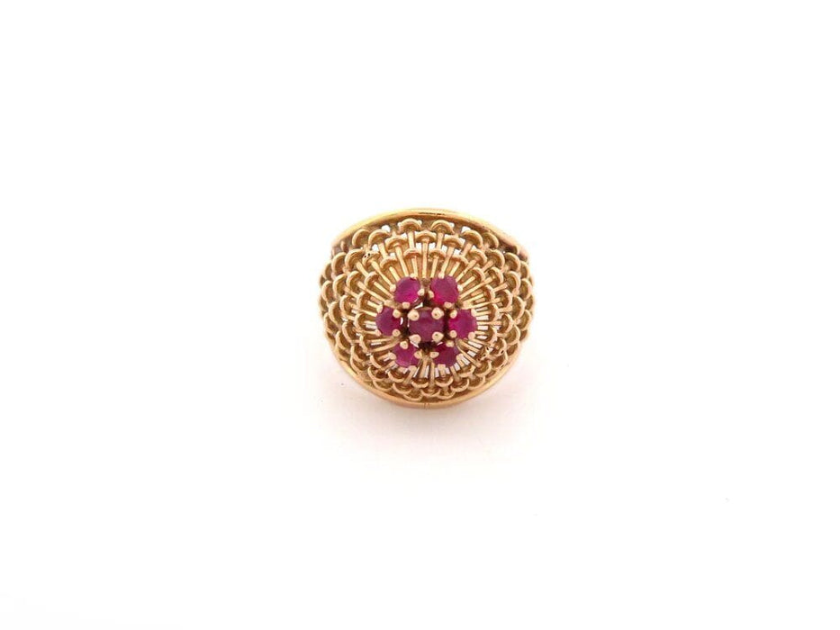 Bague 55 bague dome sertie de 7 rubis en or jaune 58 Facettes 263672