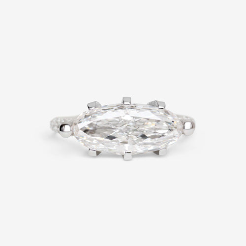 Bague Bague en diamant marquise de 3 carats G VVS2 avec certificat GIA 58 Facettes 22636