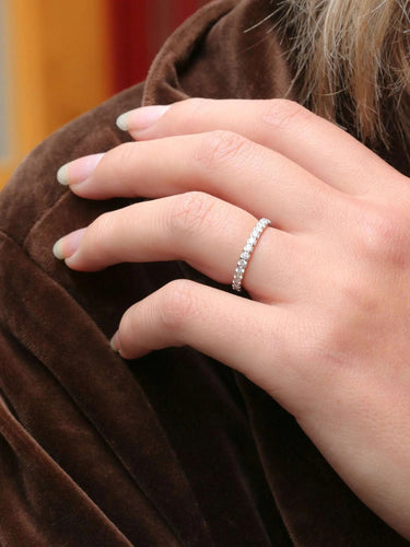 Bague 48.5 Alliance américaine or blanc diamants 0,9 ct 58 Facettes J62