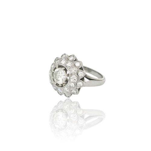 Bague 53 70's platinum diamond ring 58 Facettes