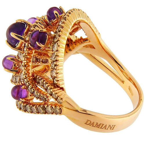 Bague 62 Bague en or rose avec améthystes et diamants bruns 58 Facettes G3866