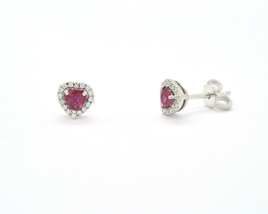 Boucles d'oreilles Boucles d'oreilles avec coeur rubis et diamants 58 Facettes