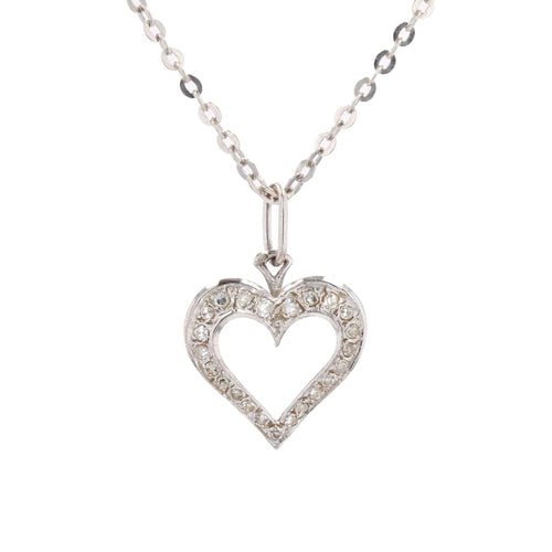Collier Pendentif coeur diamants et sa chaine or blanc 58 Facettes 25-048