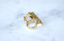 Bague 51.5 Bague Grenouille Emeraude et Diamant sur Or Jaune - 1970's 58 Facettes