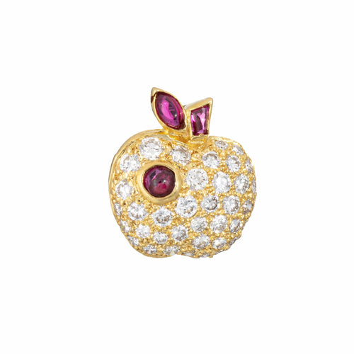 Pendentif Pendentif en or jaune avec pomme, diamant et rubis 58 Facettes G13911