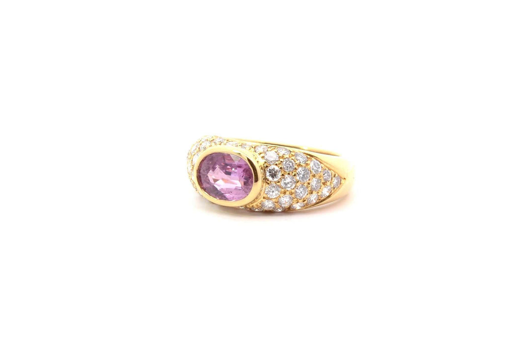 Bague 50.5 Bague vintage or jaune saphir rose et diamants 58 Facettes 26230