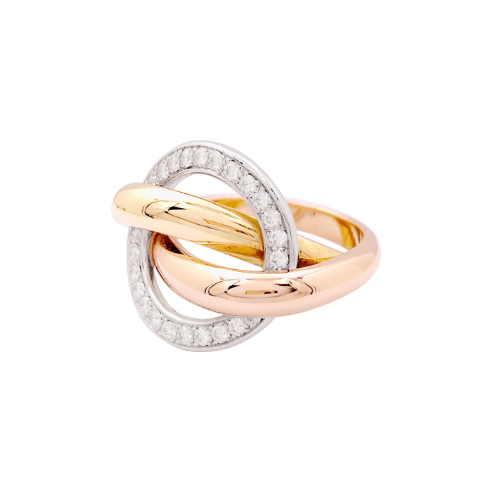 Bague 51 Bague Cartier "Trinity Crash" trois ors, diamants. 58 Facettes 34211