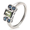 Bague 53 Bague en or avec saphir vert sans chaleur et diamants bleus 58 Facettes AO-0008
