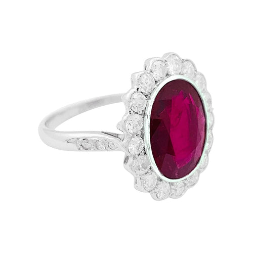 Bague 54 Bague Pompadour rubis, platine, or blanc, diamants. 58 Facettes 33832