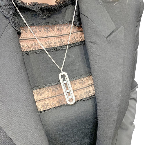 Collier Sautoir Messika, "Move 10th anniversary", or blanc, diamants. 58 Facettes 32173