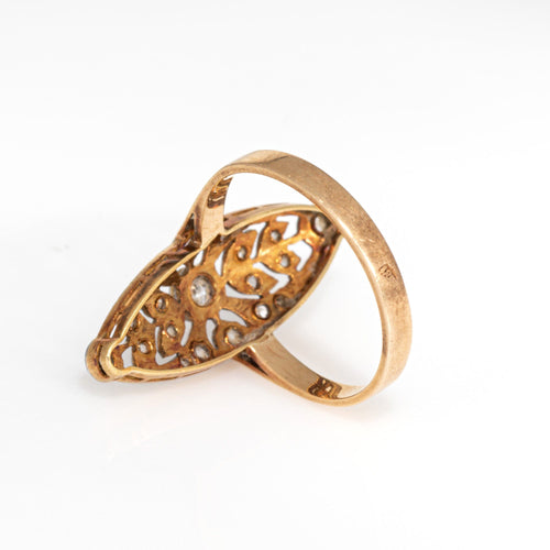 Bague 54 Bague navette antique édouardienne en or 18 carats et platine, avec diamants, taille 7,5 58 Facettes G13872