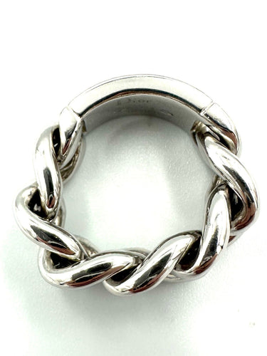 Bague DIOR. Collection "Gourmette", bague or blanc 18K et diamants 58 Facettes