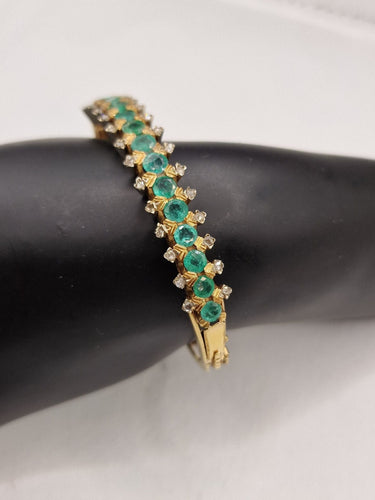 Bracelet Bracelets jonc rubis, émeraudes et diamants en or 18kt 58 Facettes