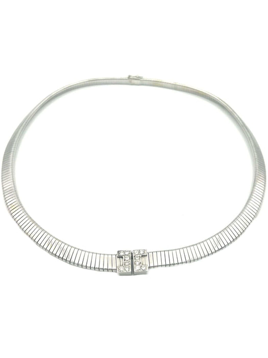 Collier GAY Frères. Collier vintage or blanc 18K et diamants 58 Facettes