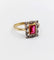 Bague 55 Bague Art Déco or jaune, pierre rouge et diamants taille rose (circa 1920) 58 Facettes A06255