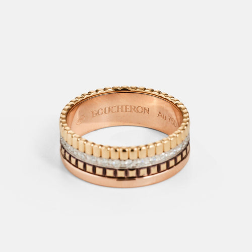 Bague 52 BOUCHERON  - Bague Quatre en trois ors pvd et diamants 58 Facettes