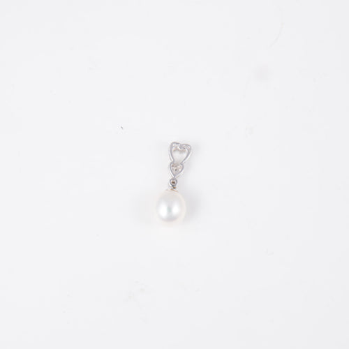 Pendentif PENDENTIF OR BLANC PERLE DIAMANT 58 Facettes