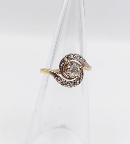 Bague 49 Bague tourbillon antique or diamant taille rose (circa 1900) 58 Facettes A06287