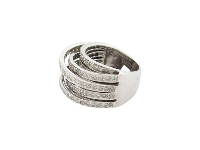Bague 55 bague 5 rangs & 4 liens croises t55 en or blanc 18k 20gr 180 diamants 2.5ct 58 Facettes 268938