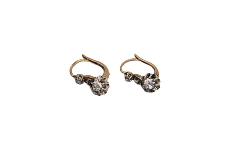 Boucles d'oreilles Boucles d'oreilles anciennes en or français avec diamants taille ancienne 0,68ct - années 1930. 58 Facettes 9579