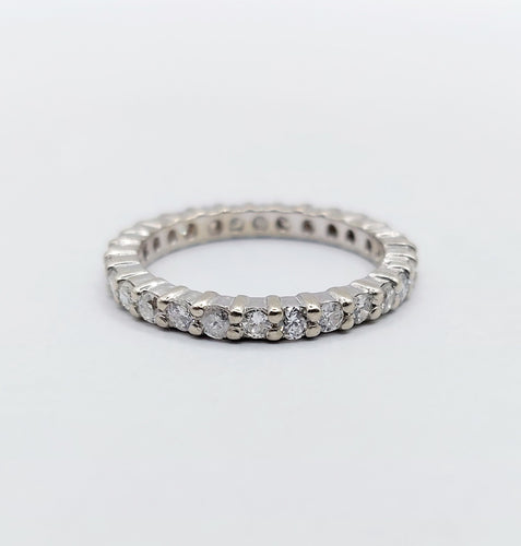 Bague 49.5 Alliance américaine or blanc et diamants 58 Facettes A05317