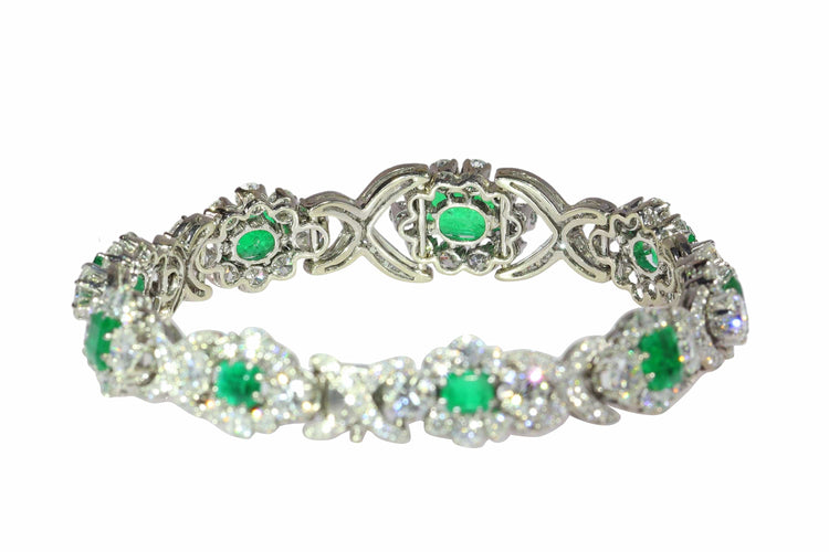Bracelet Bracelet vintage luxueux : diamants 16 carats, émeraudes colombiennes 7 carats 58 Facettes 16196-0083