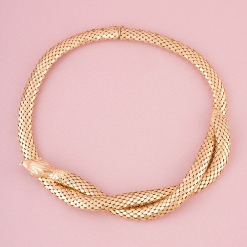 Collier Collier serpent en or jaune 18k et diamants 58 Facettes