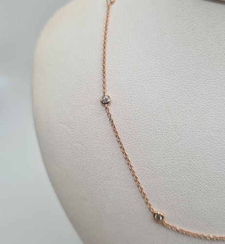 Collier Collier or rose serti de diamants 58 Facettes