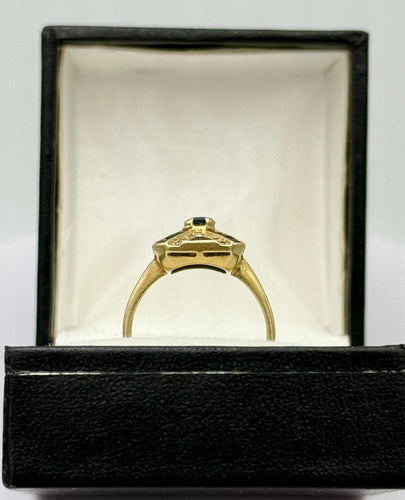 Bague 53 Bague vintage style Art Déco or jaune, saphirs et diamants 58 Facettes