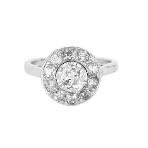 Bague 51.5 Bague ronde or blanc et diamants 58 Facettes 240784