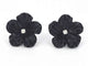 Boucles d'oreilles Boucles d'oreilles en or blanc 0,18 carat avec fleur précieuse noire et gros diamants 58 Facettes 2260