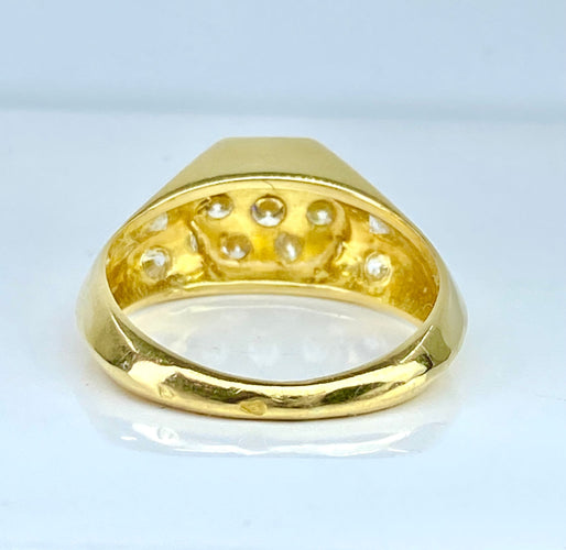Bague 47 Chevalière or jaune 15 diamants 58 Facettes AB634