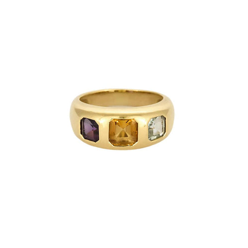 Bague 53 Bague jonc en or jaune, citrine, topaze et améthyste 58 Facettes ENG10845