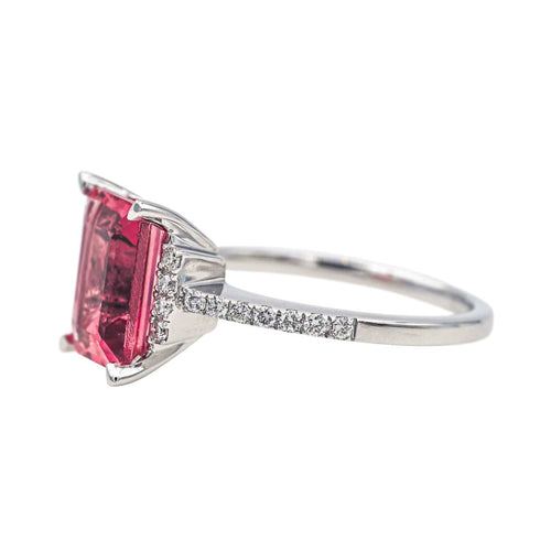 Bague 54 Bague Or blanc Tourmaline, Diamant 58 Facettes 4167005RV