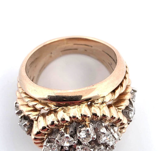 Bague 54 Bague en or jaune massif avec diamants 58 Facettes