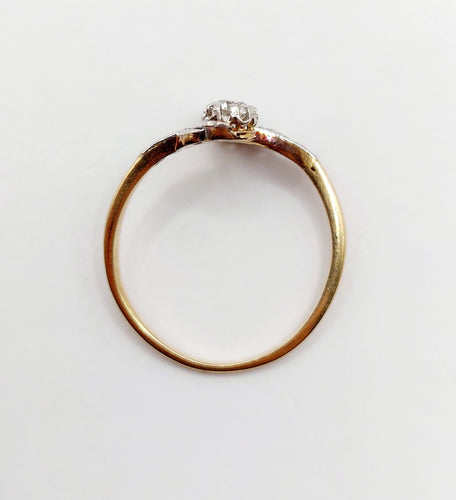 Bague 54 Bague toi et moi antique or jaune, platine et diamant 58 Facettes A05710