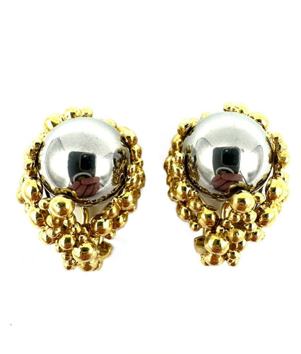 Boucles d'oreilles GILBERT ALBERT. Clips d'oreilles or jaune 18K et billes interchangeables 58 Facettes