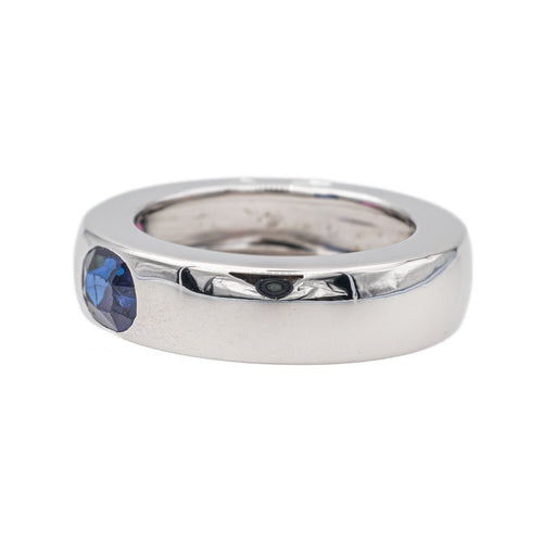 Bague 41 O.J. Perrin Bague Jonc  Or blanc Saphir 58 Facettes 1582974CN