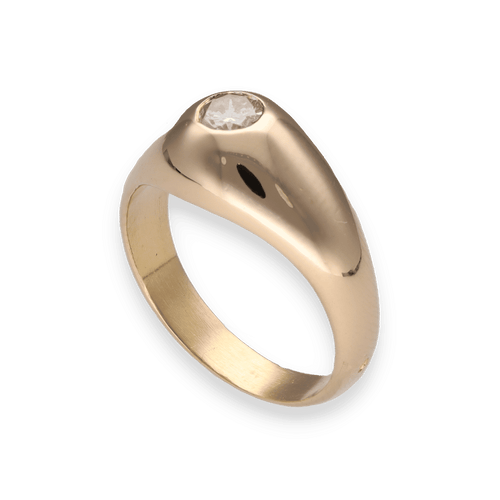 Bague 54 Bague Jonc Anglais en or jaune 18 Cts avec diamant brillant 0,25 ct G-VS - Taille 54 58 Facettes FB09951