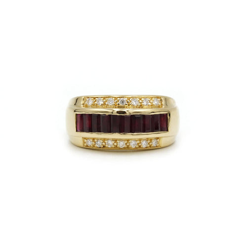 Bague Bague or jaune diamants rubis 58 Facettes 240289R